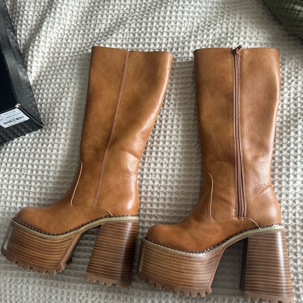 Dolls Kill Tan Heeled Boots